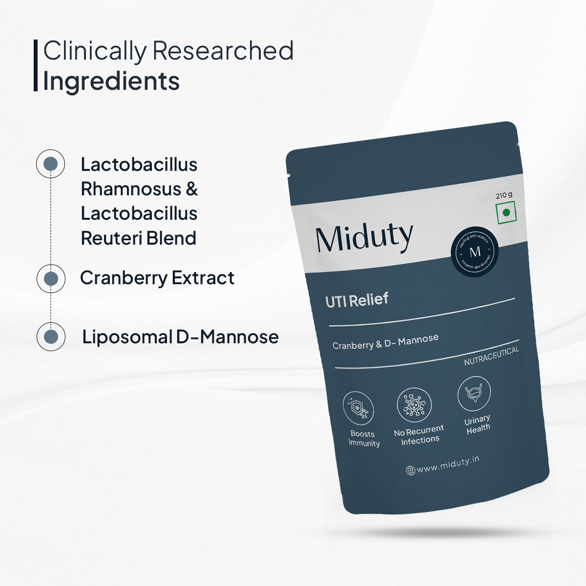 Miduty by Palak Notes UTI Relief with D-Mannose And Cranberry-Vanilla Flavor