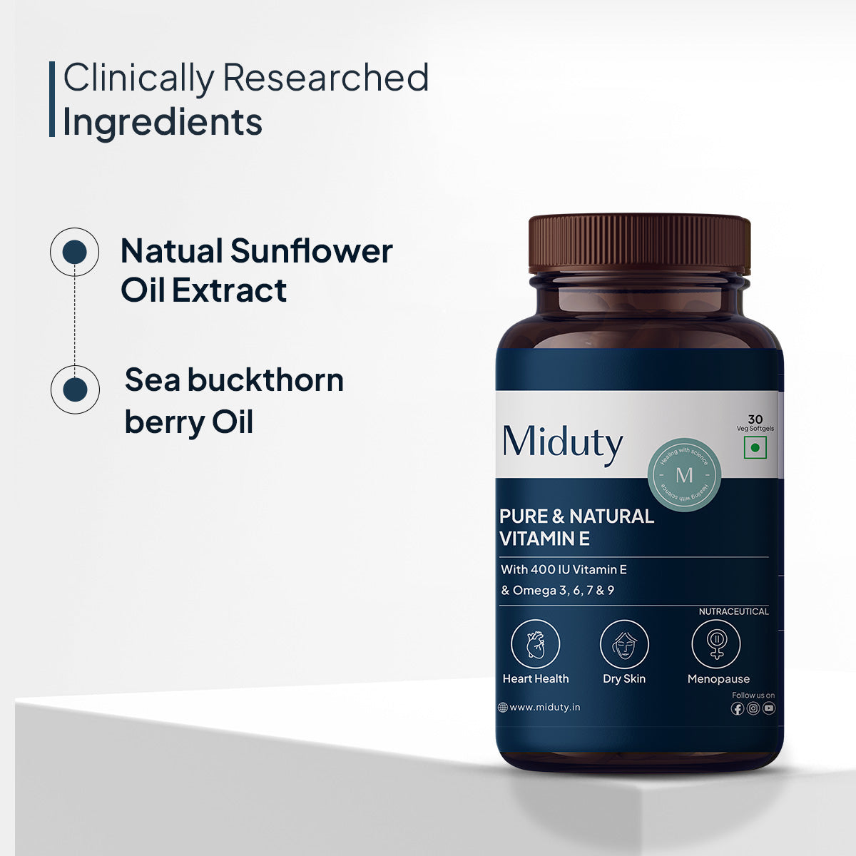 Miduty by Palak Notes Pure & Natural Vitamin E Sea Buckthorn Berry Softgels
