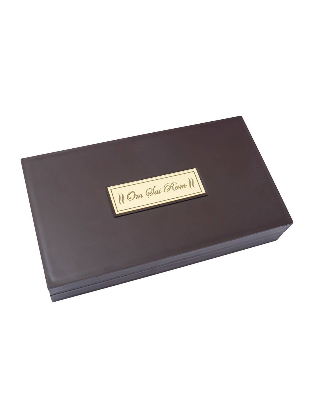 Golden Peacock Brown & Blue 24 CT Gold Foil Wooden Sri Sai Baba Pooja Box