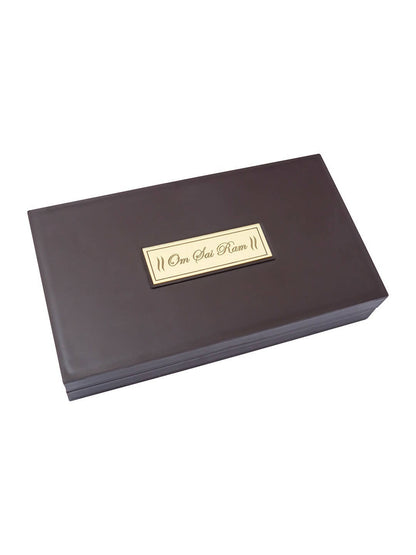 Golden Peacock Brown & Blue 24 CT Gold Foil Wooden Sri Sai Baba Pooja Box
