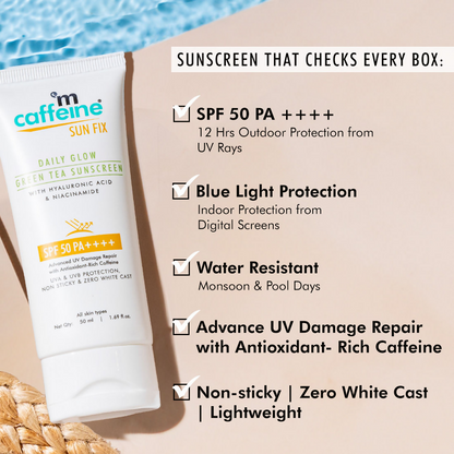 mCaffeine Daily Glow Sunscreen SPF50 PA++++ With Niacinamide & Green Tea