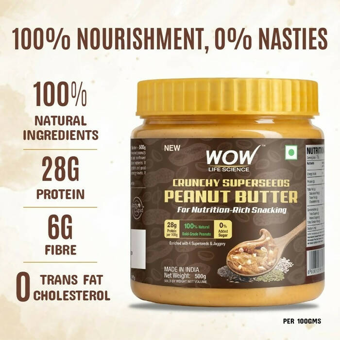 Wow Life Science Crunchy Superseeds Peanut Butter