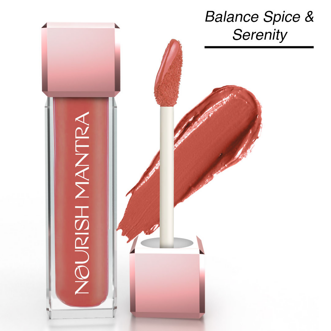 Nourish Mantra Liquid Lipstick Creamy Matte with SPF / Water Proof, Smudge Proof Shade- Spice And Shanti-