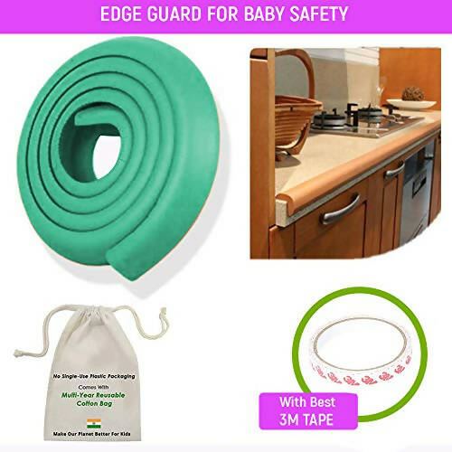 Buy Safe-O-Kid Unique High Density L-Shaped 2 Mtr Long Mini 2 Edge Guards With 8 Corner Cushions - Green from DrMediCart, Ship from India to USA