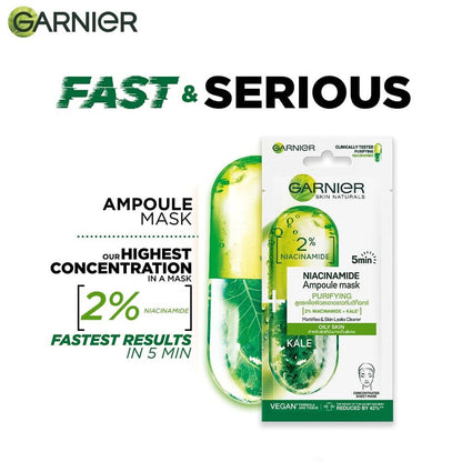 Garnier Niacinamide Serum Ampoule Kale Face Sheet Mask