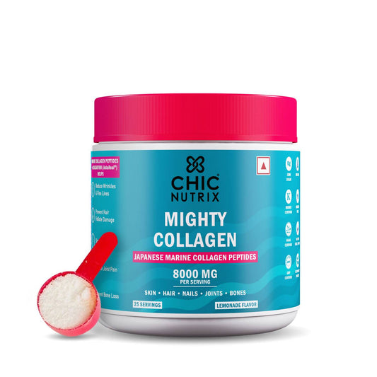 Chicnutrix Mighty Collagen Japanese Collagen Powder For Skin, Hair, Nails & Joints - Lemonade Flavor