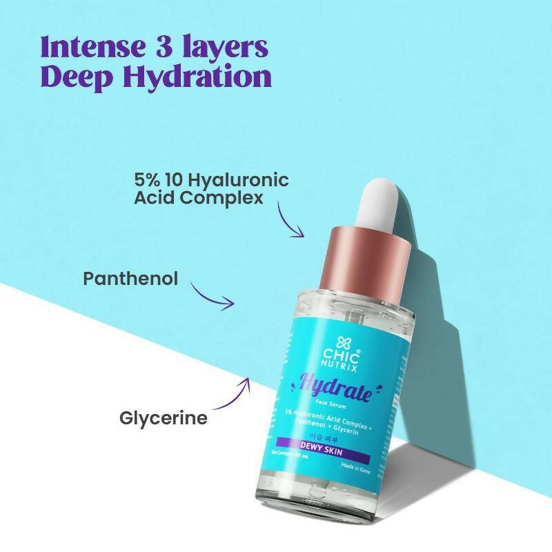 Chicnutrix Hydrate Face Serum ƒ?? 5% Hyaluronic Acid Complex with Glycerin & Panthenol