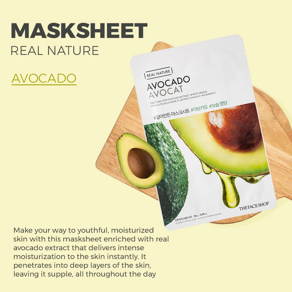 The Face Shop Real Nature Avocado Face Mask - Korean Skincare