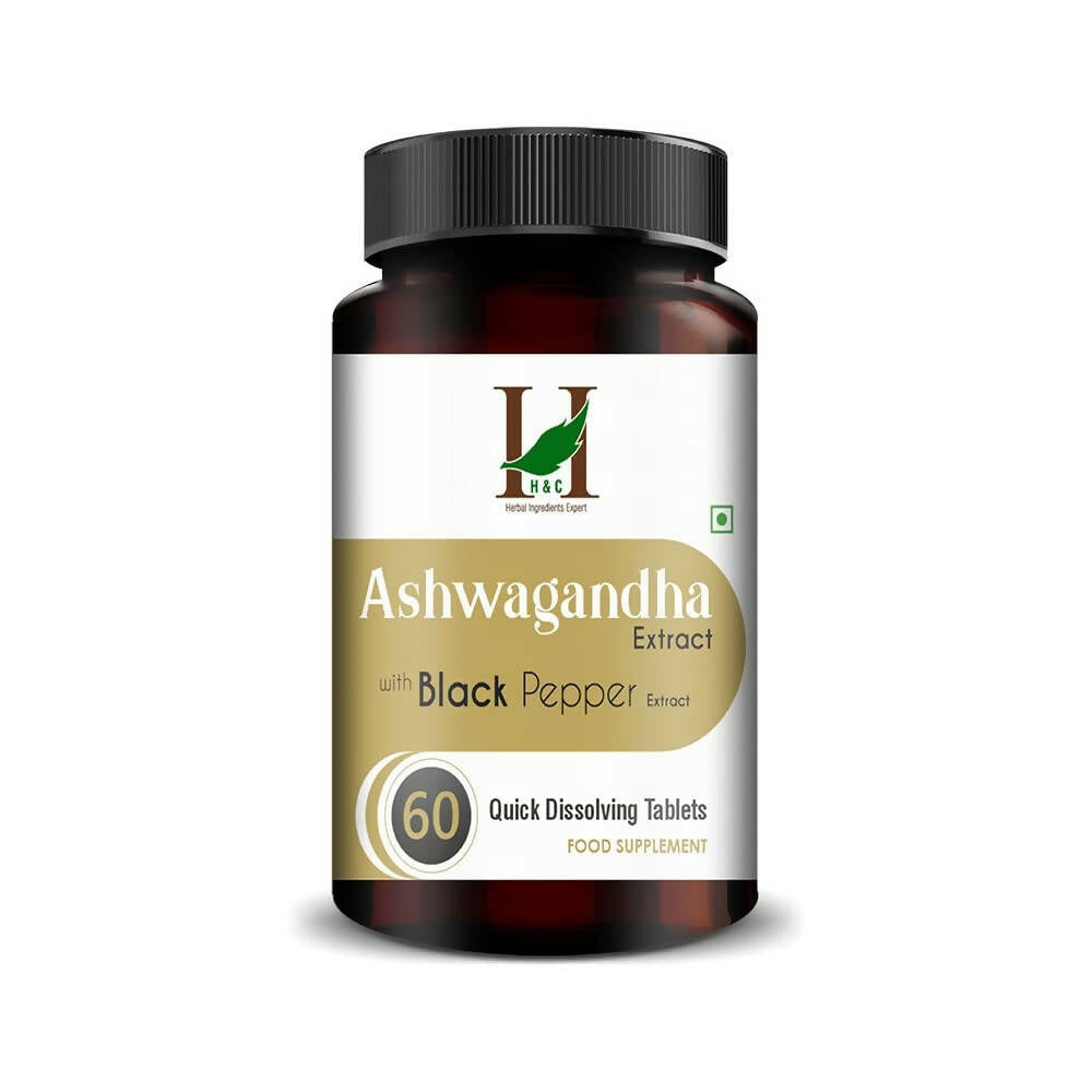 H&C Herbal Ashwagandha Extract with Black Pepper Quick Dissolving Tablets