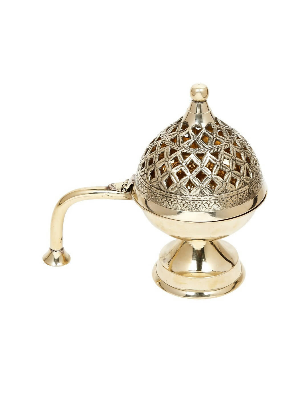 CraftVatika Gold-Toned Dhoop Dani Loban With Handle & Incense Stick Holder Showpiece