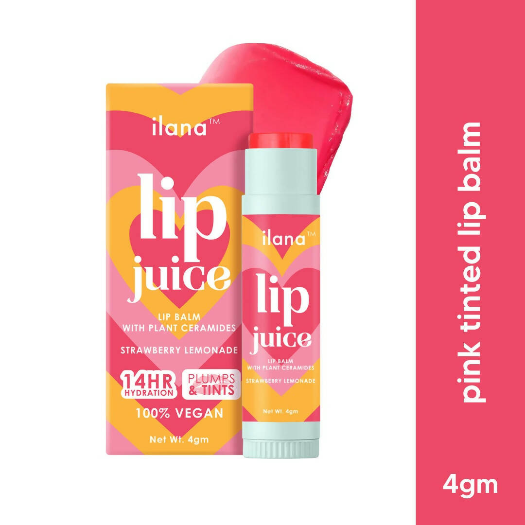 Ilana Lip Juice Tinted Lip Balm With Plant Ceramides - 14 Hr Hydration (Strawberry Lemonade)