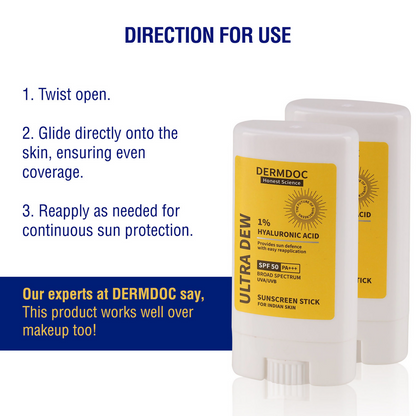 Dermdoc 1% Hyaluronic Acid Mini Sunscreen Stick SPF 50 PA +++