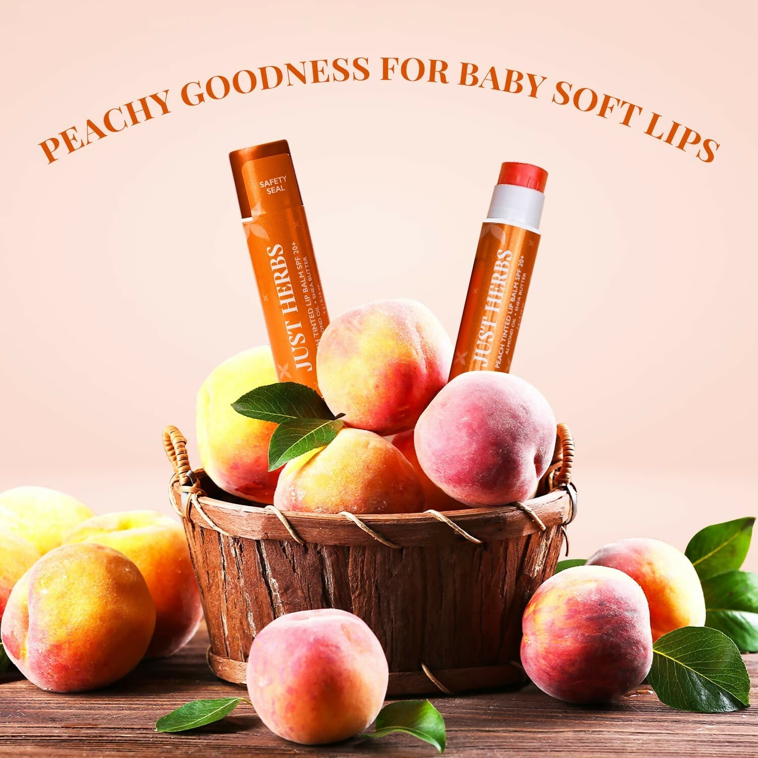 Just Herbs Peach Tinted Lip Balm with SPF 20+ for Dark Lips to Lighten