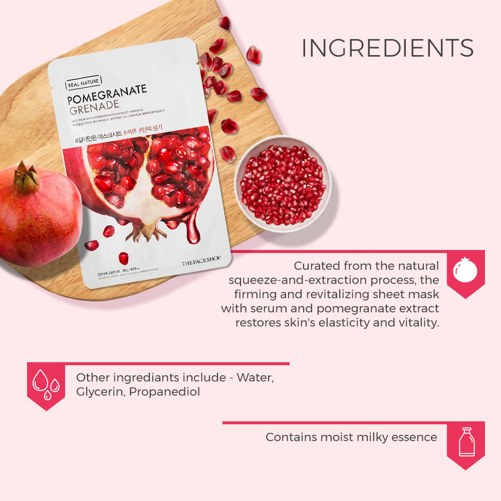 The Face Shop Real Nature Pomegranate Face Mask - Korean Skincare