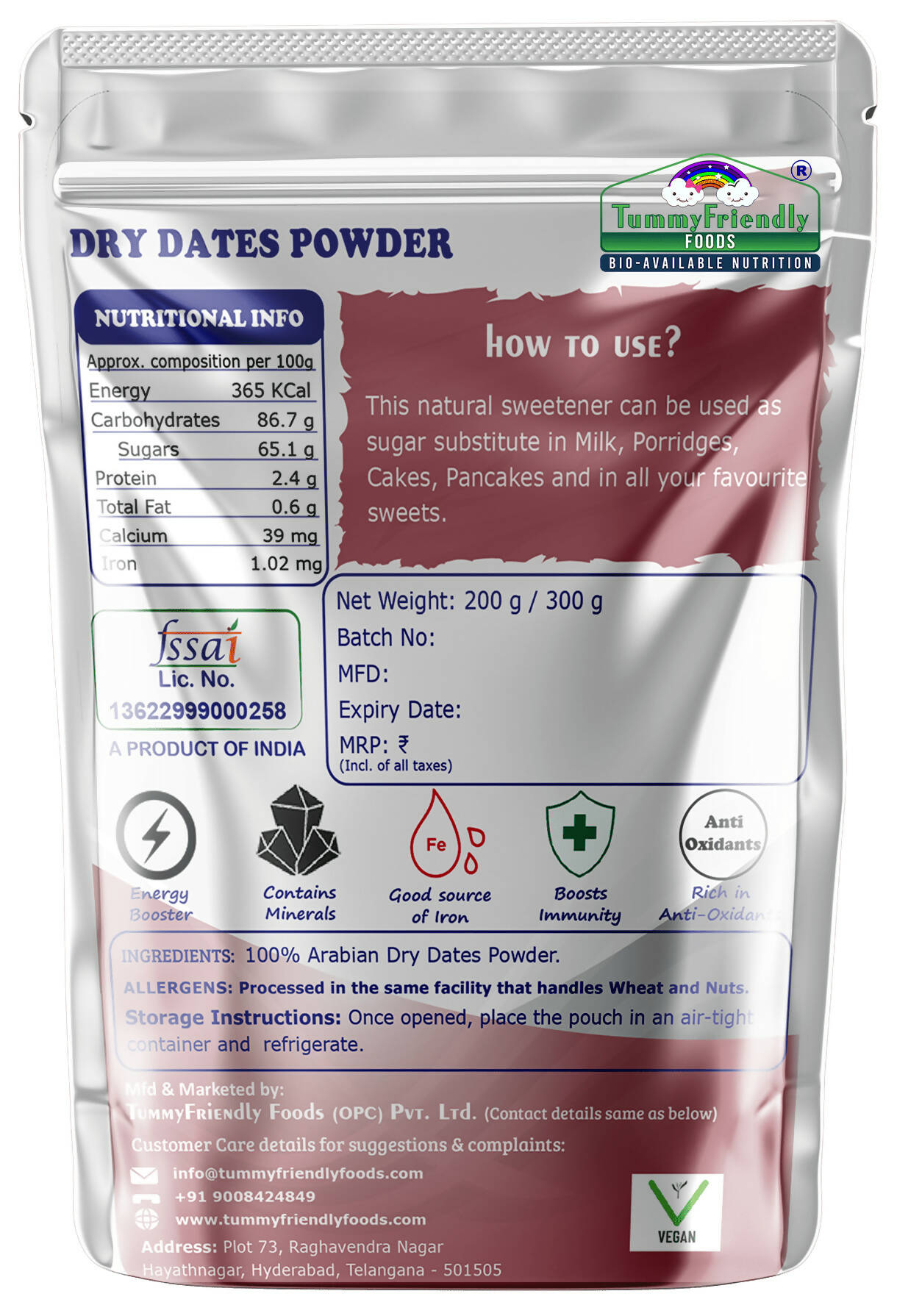 TummyFriendly Foods Dry Dates Powder from Premium Arabian Dates, Kharek Powder Cereal - Drmedicart