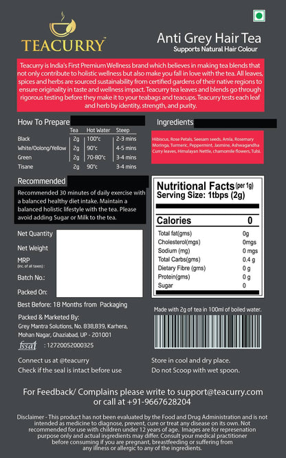 Teacurry Grey Hair Tea Bags - Drmedicart