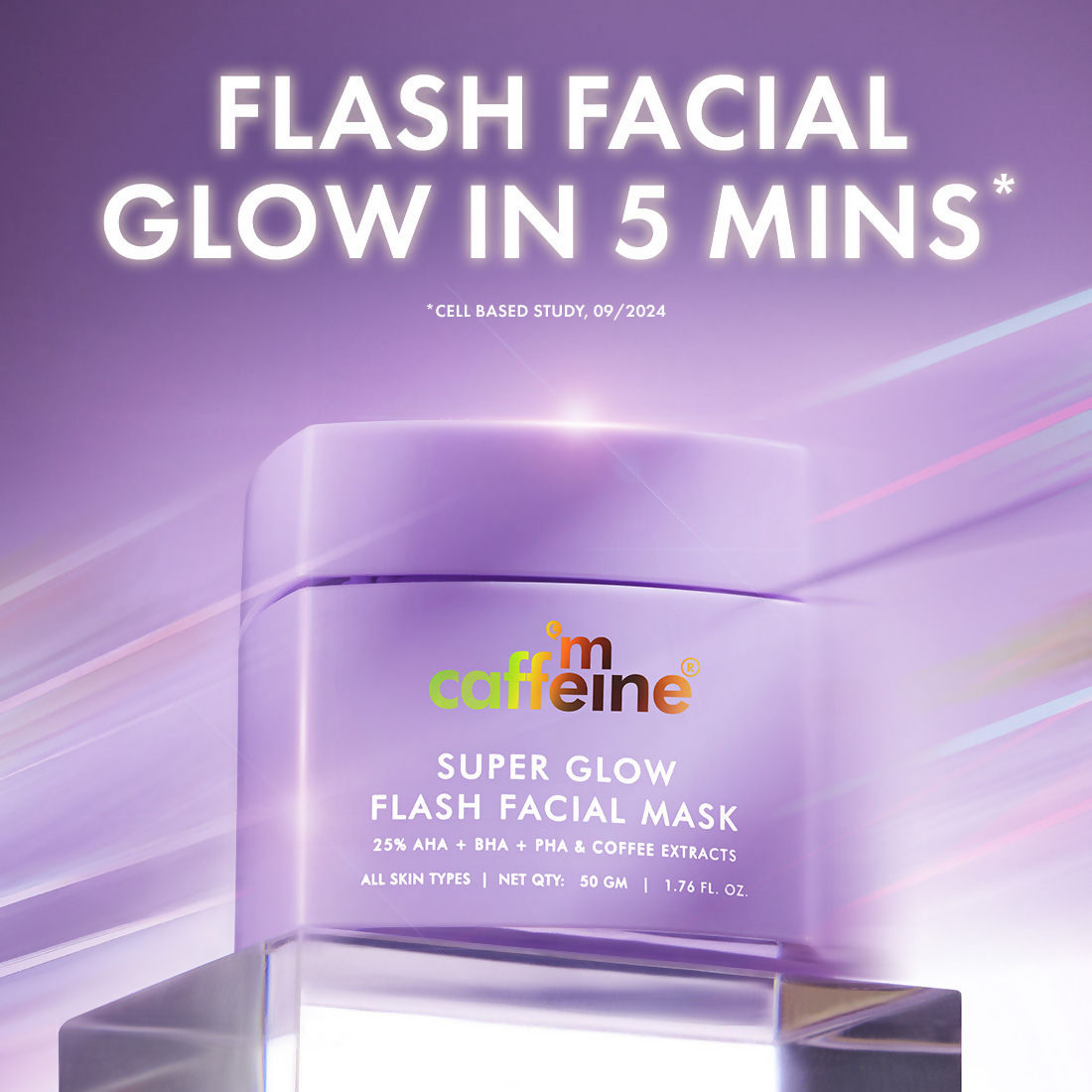 mCaffeine Super Glow Flash Facial 25% AHA+BHA+PHA Face Mask