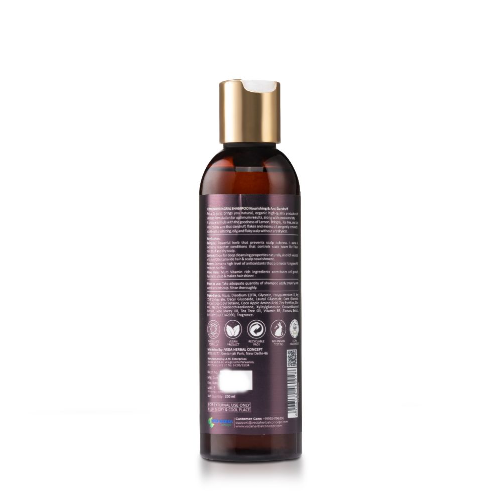 Prisa Organics Lemon Bhringraj Nourishing & Anti Dandruff Shampoo