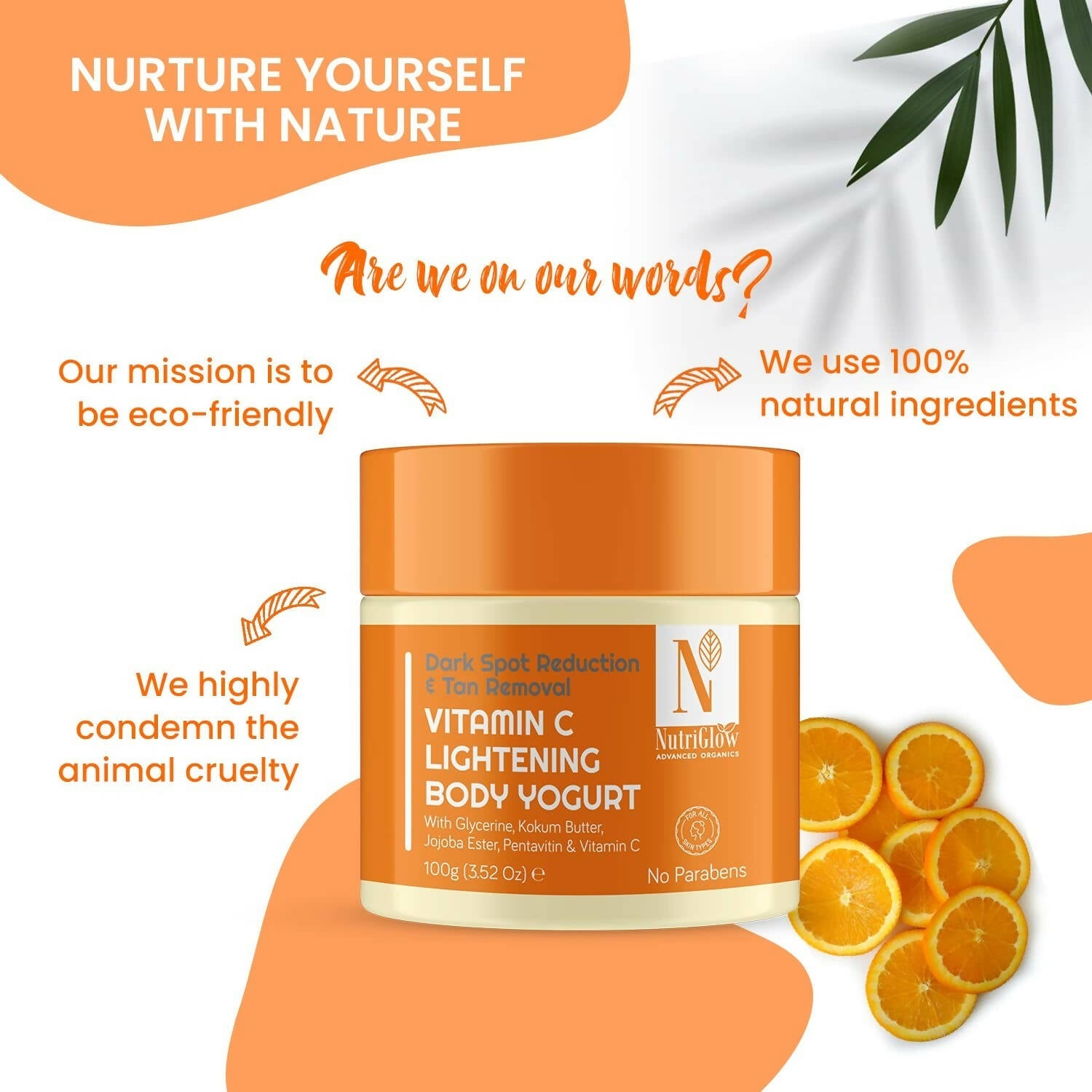 NutriGlow NATURAL'S Vitamin C Lightening Body Yogurt, Moisturize Skin, Deep Nourishing