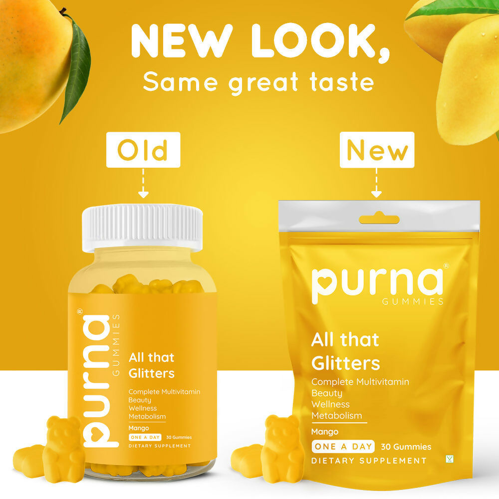 Purna Gummies Multivitamin Mango Gummies with Vitamins & Minerals