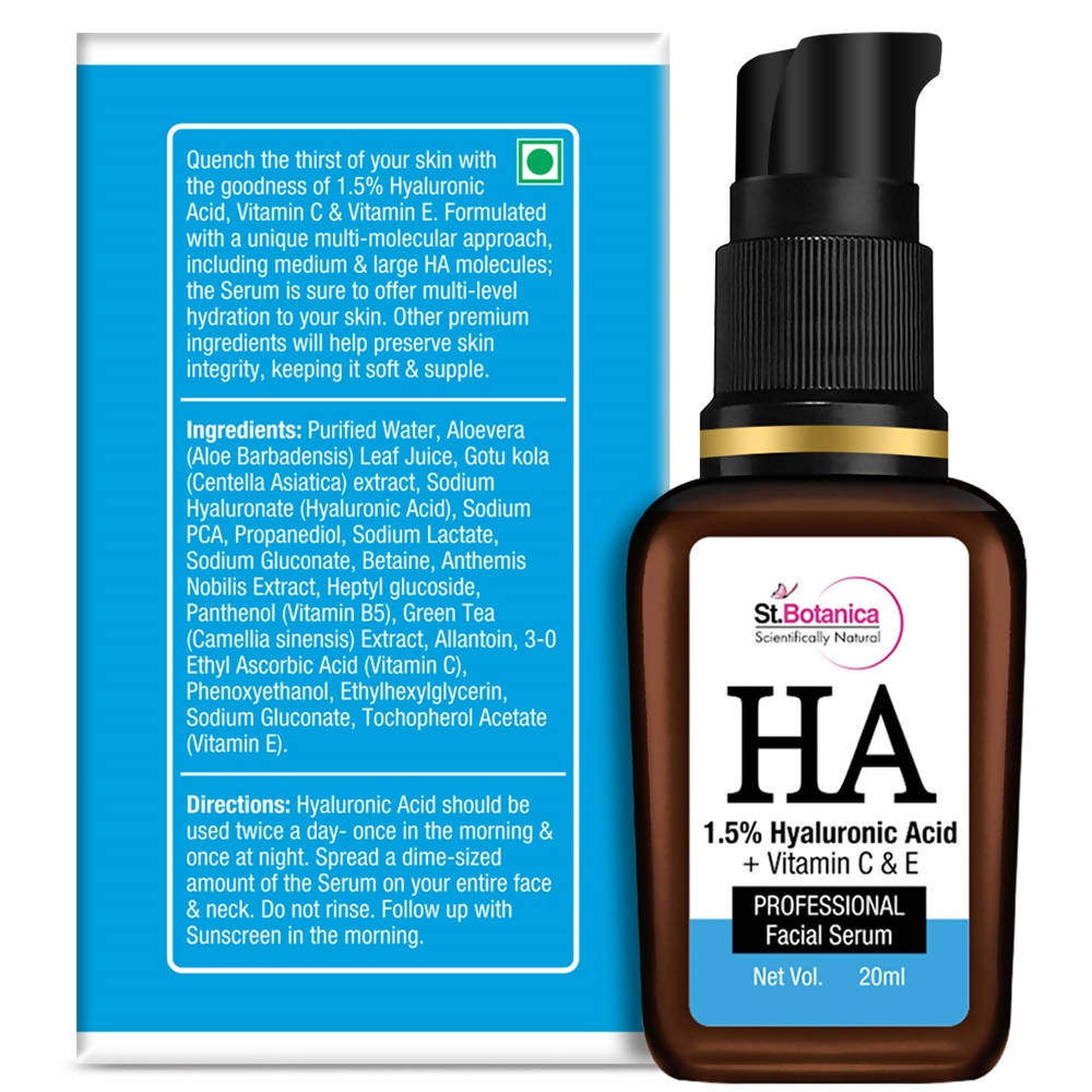 St.Botanica Hyaluronic Acid 1.5% + Vitamin C & E Professional Facial Serum