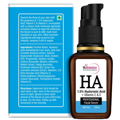 St.Botanica Hyaluronic Acid 1.5% + Vitamin C & E Professional Facial Serum