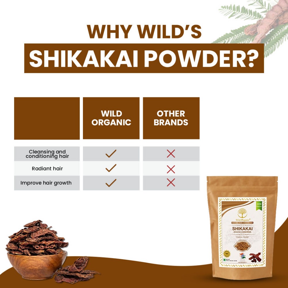 Wild Organic Shikakai Powder Natural Hair Conditioner For Smooth & Silky Hair