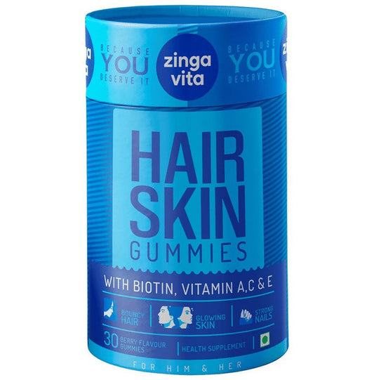 Buy Zingavita Hair Skin Gummies with Biotin, Vitamin A C & E from DrMediCart, Ship from India to USA