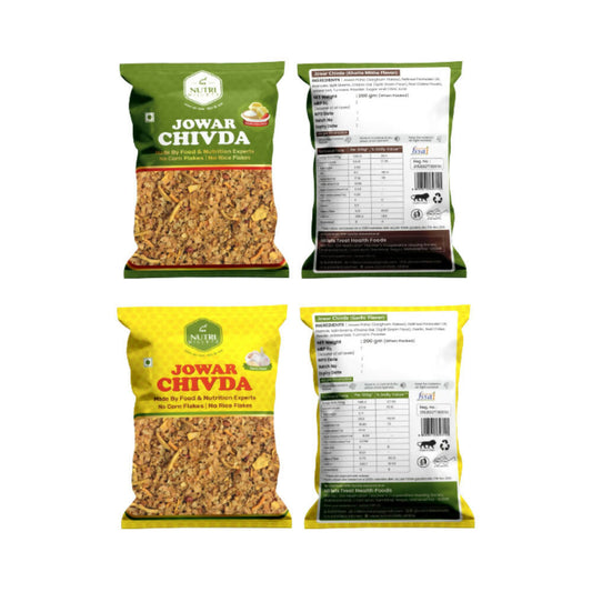 Buy NutriMillets Jowar Flakes Chivda Combo - Garlic Flavor + Khatta Mitha Flavor from DrMediCart, Ship from India to USA