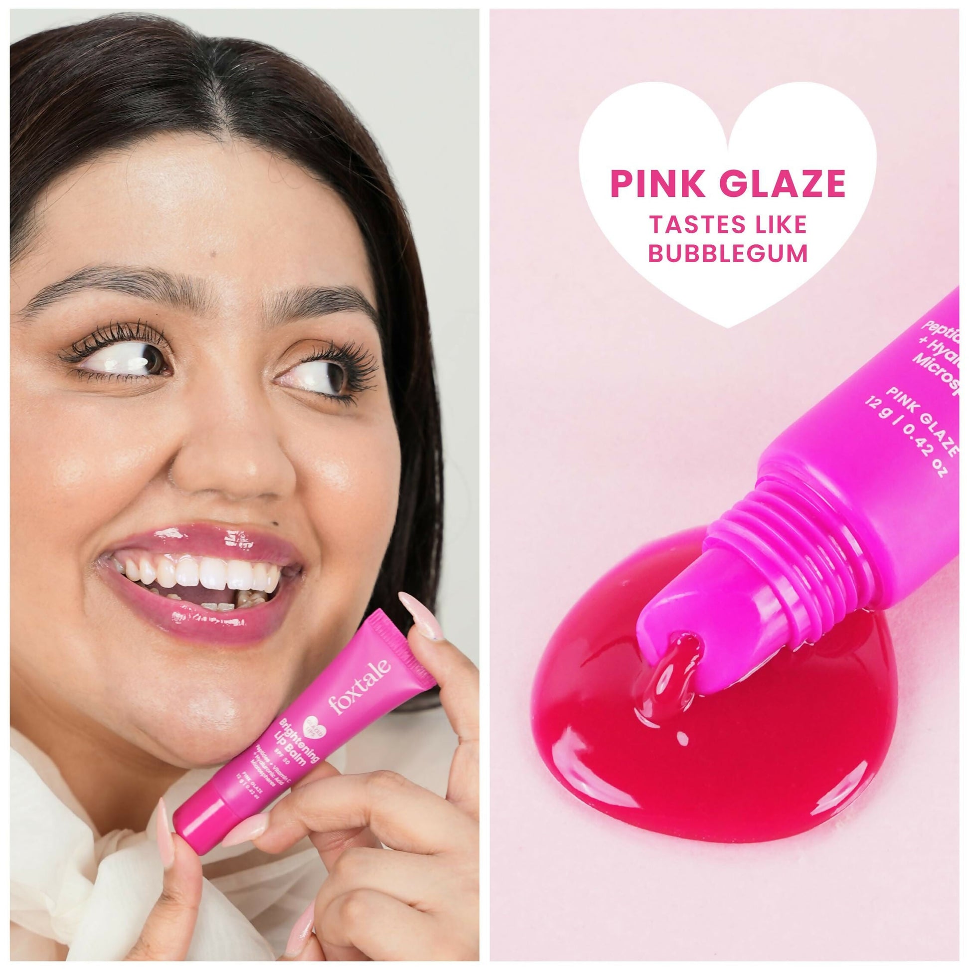 Foxtale Brightening SPF 30 Lip Balm - Pink Glaze (Bubblegum), Brightens Lips, Reduces Pigmentation