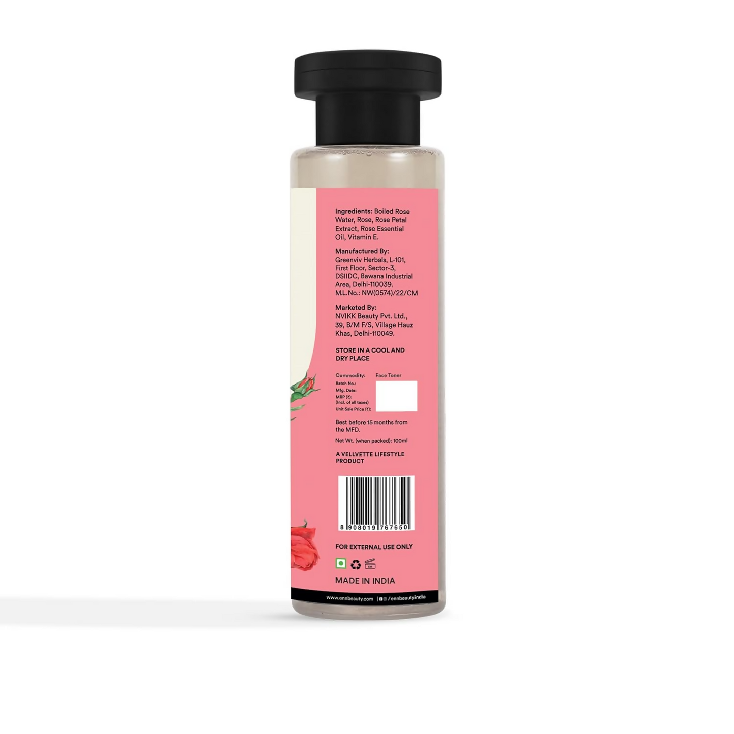 Enn Rose Water Soothing Face Toner With Natural Rose & Vitamin E For Pore Tightening
