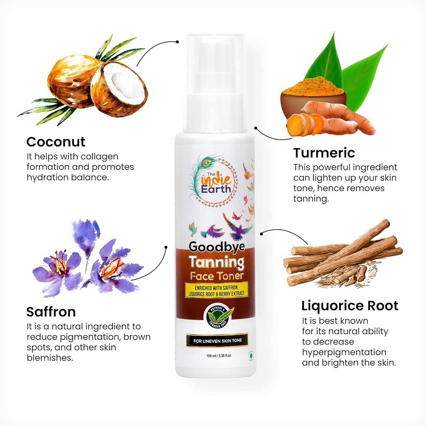 The Indie Earth Goodbye Tanning (Skin Brightening) Face Toner