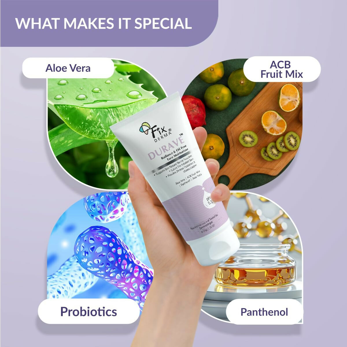 Fixderma Durave Radiance & Brightening Oil Free Face Moisturizer with Probiotics