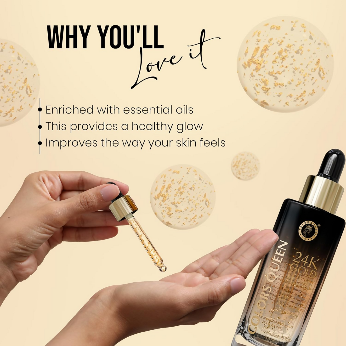 Colors Queen 24K Gold Serum With Niacinamide For Glowing Skin
