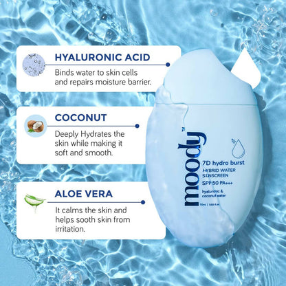 Moody Hybrid Water Sunscreen with SPF 50 PA +++
