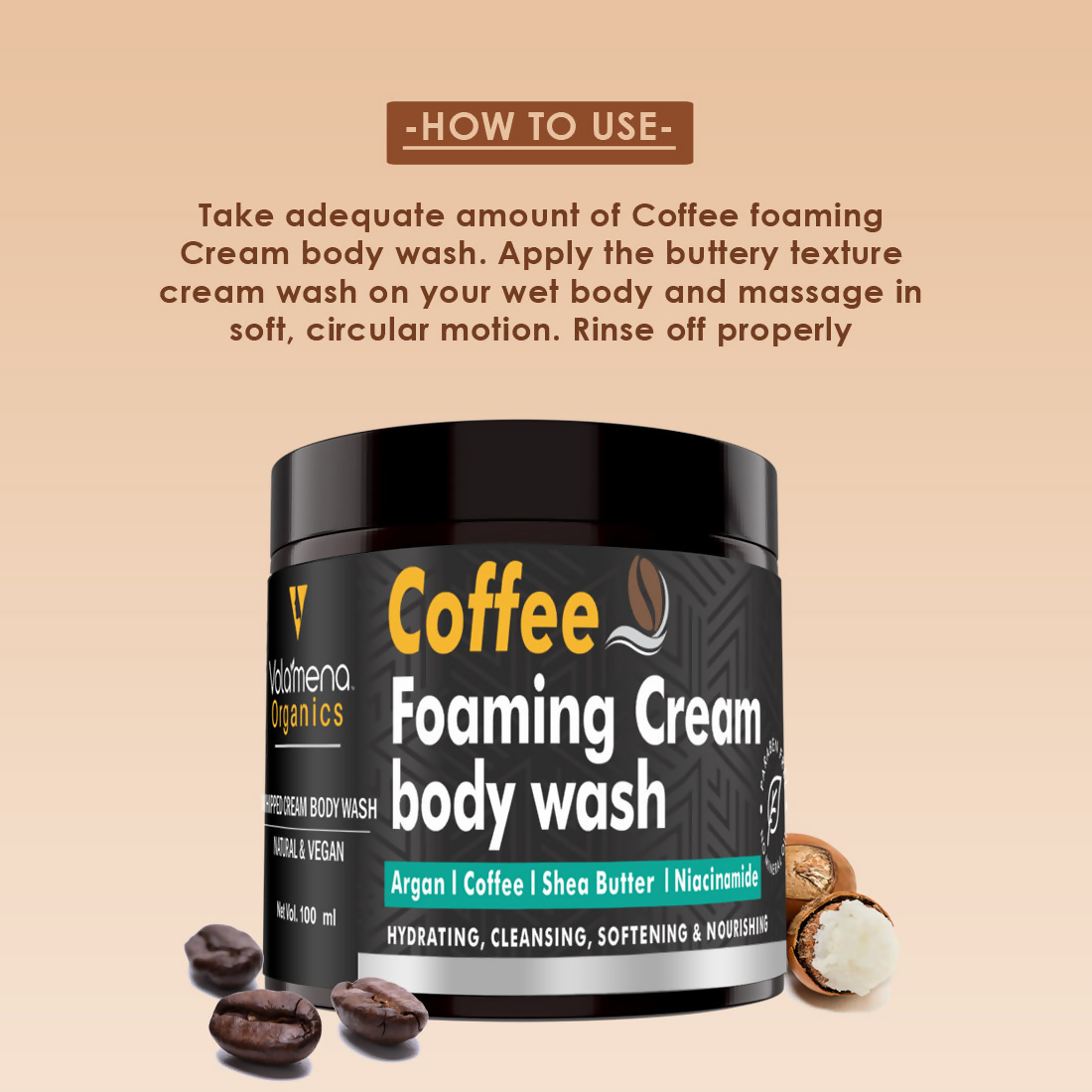 Volamena Organics Arabica Coffee Foaming Cream Body Wash