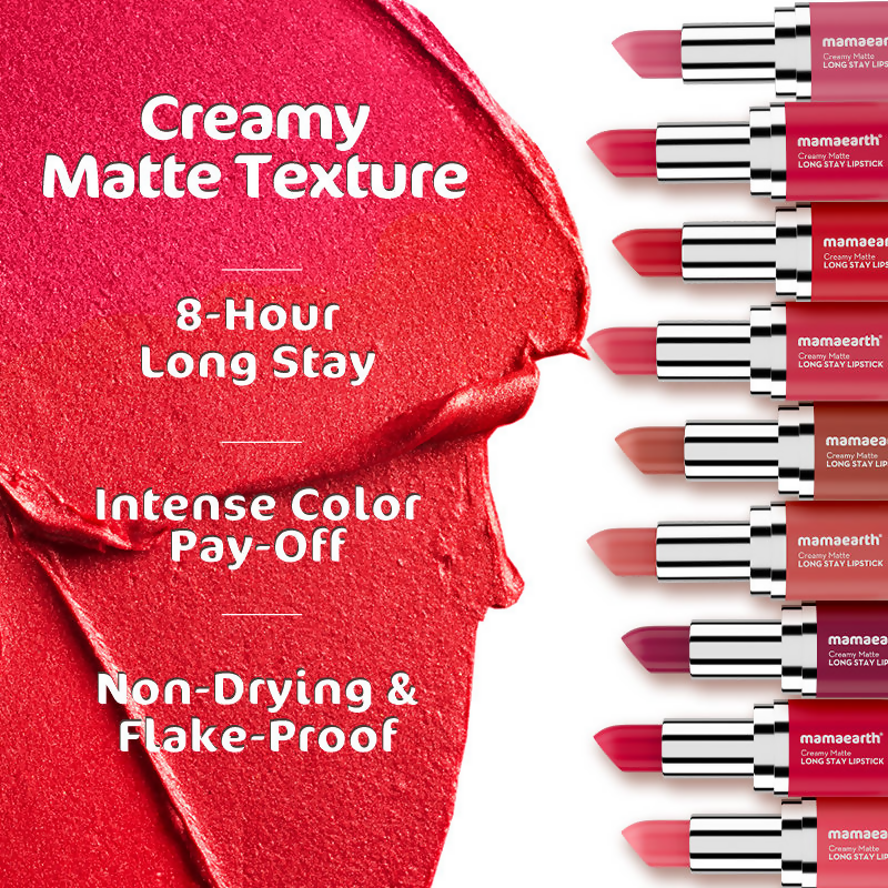 Mamaearth Creamy Matte Long Stay Lipstick - Tulip Magenta