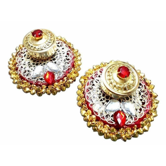 Buy Fancy Haldi Kumkum Holder With red and White Kundans 1- Piece