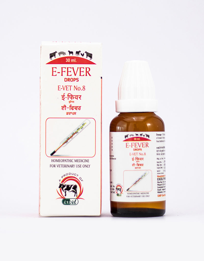 Buy Excel Pharma E-Fever Drops E-Vet No-8 For Veterinary use