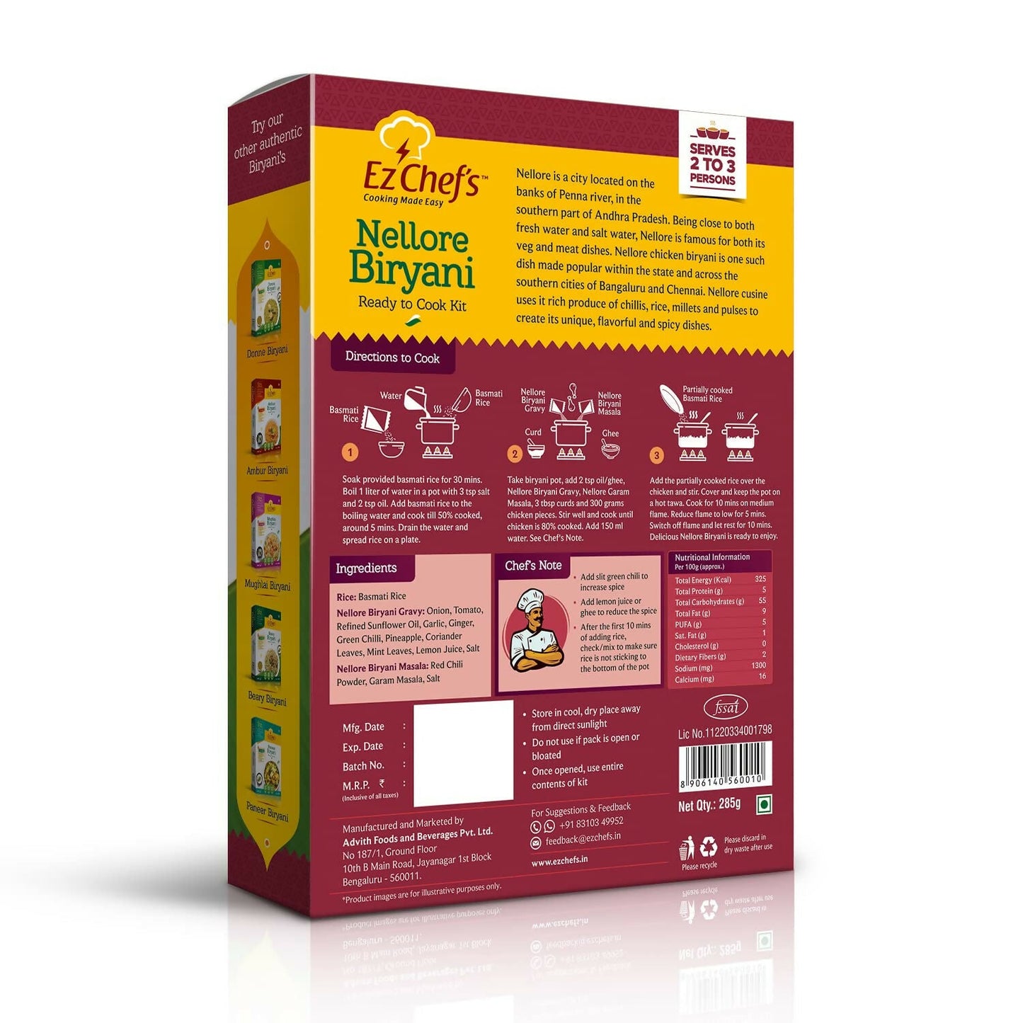 Ez Chef's Nellore Biryani Kit (Andhra Biryani) - Andhra's Famous Biryani
