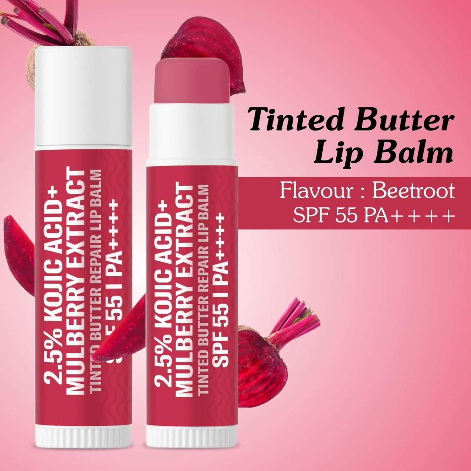 Bake 2.5% Kojic Acid Beetroot Tinted Butter Brightening Lip Balm Spf 55 Pa++++