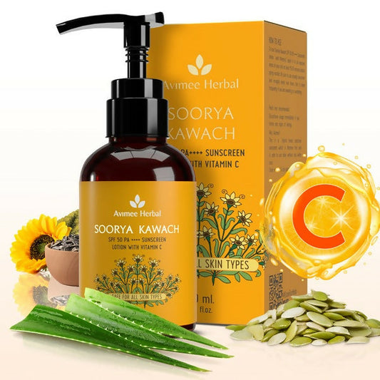 Buy Avimee Herbal Soorya Kawach SPF 50 PA++++ Vitamin C Sunscreen Lotion from DrMediCart, Ship from India to USA