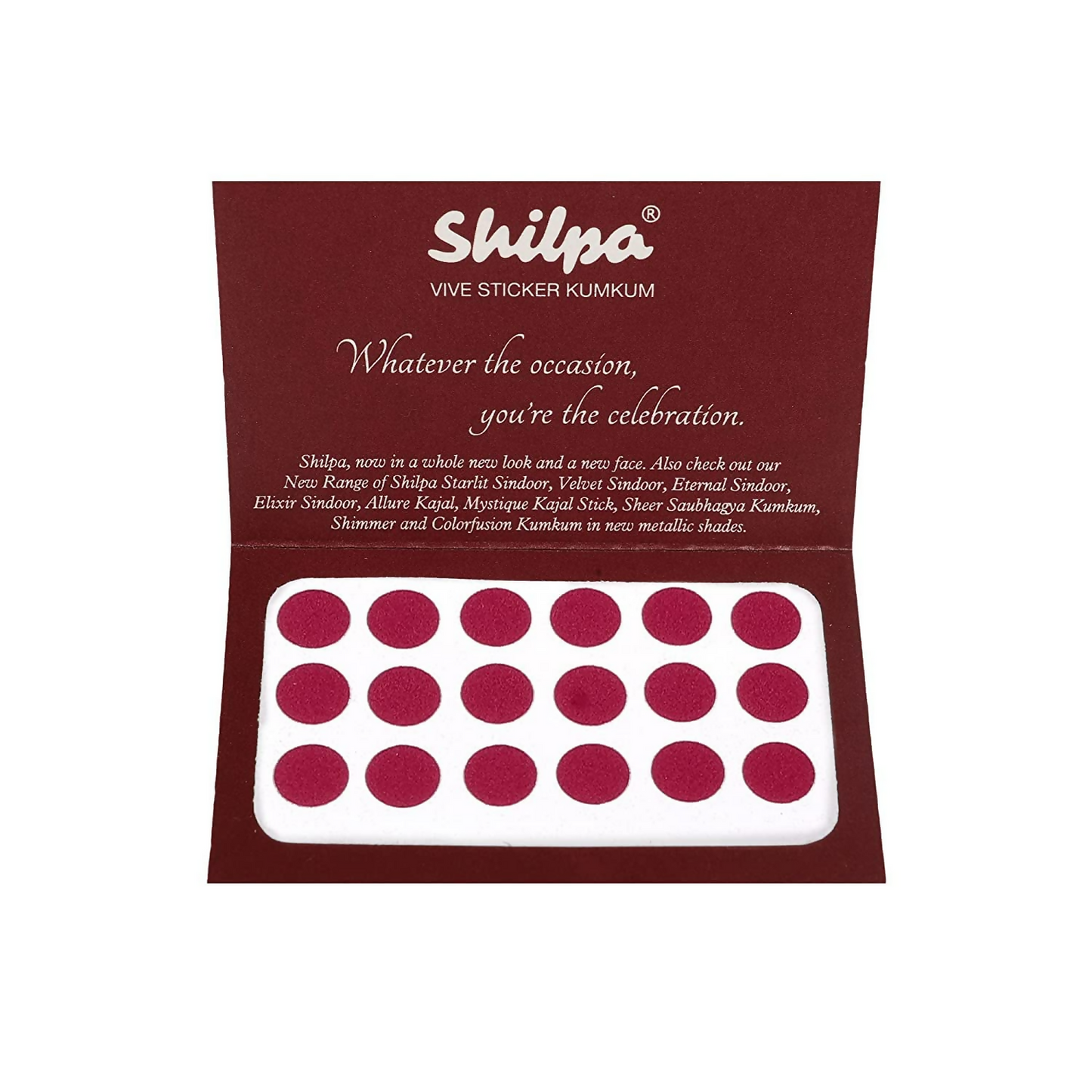 Shilpa Vive Sticker Kumkum 3, Deep Red (Box Contains 15 pcs)
