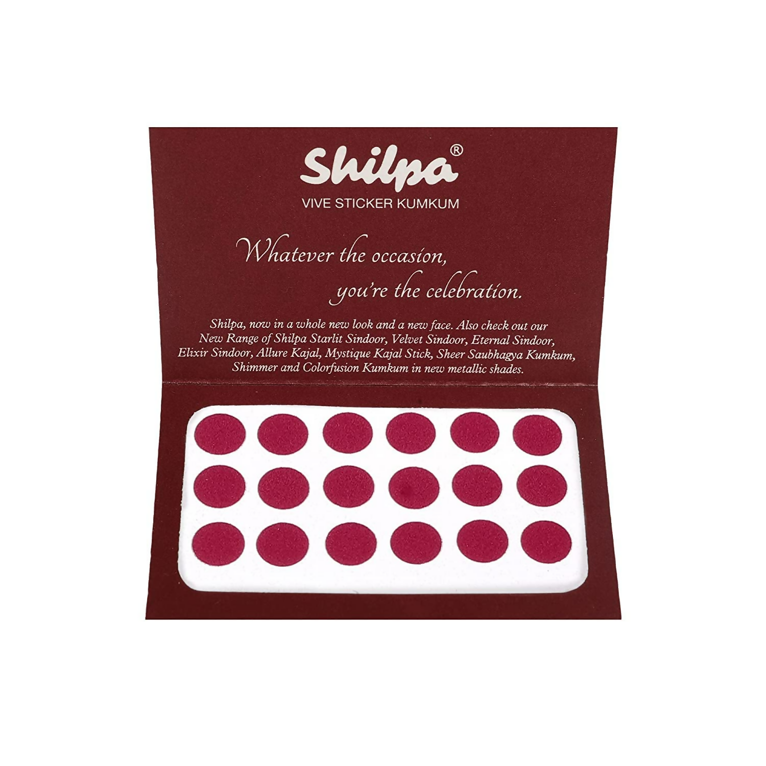 Shilpa Vive Sticker Kumkum 3, Deep Red (Box Contains 15 pcs)