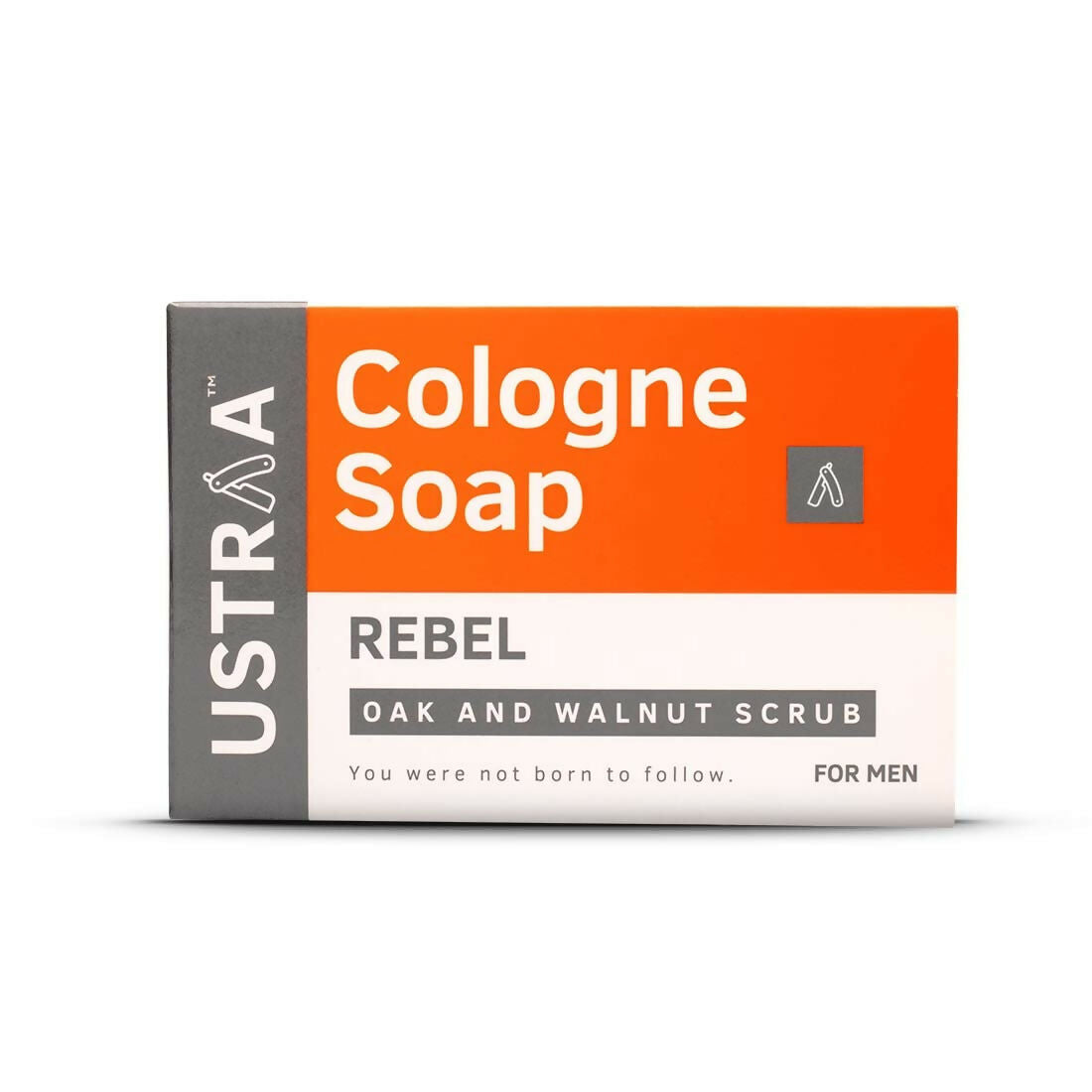 Ustraa Rebel Cologne Soap with Oak & Walnut, Triple-milled Soap, Mild Exfoliation with Walnut Granules