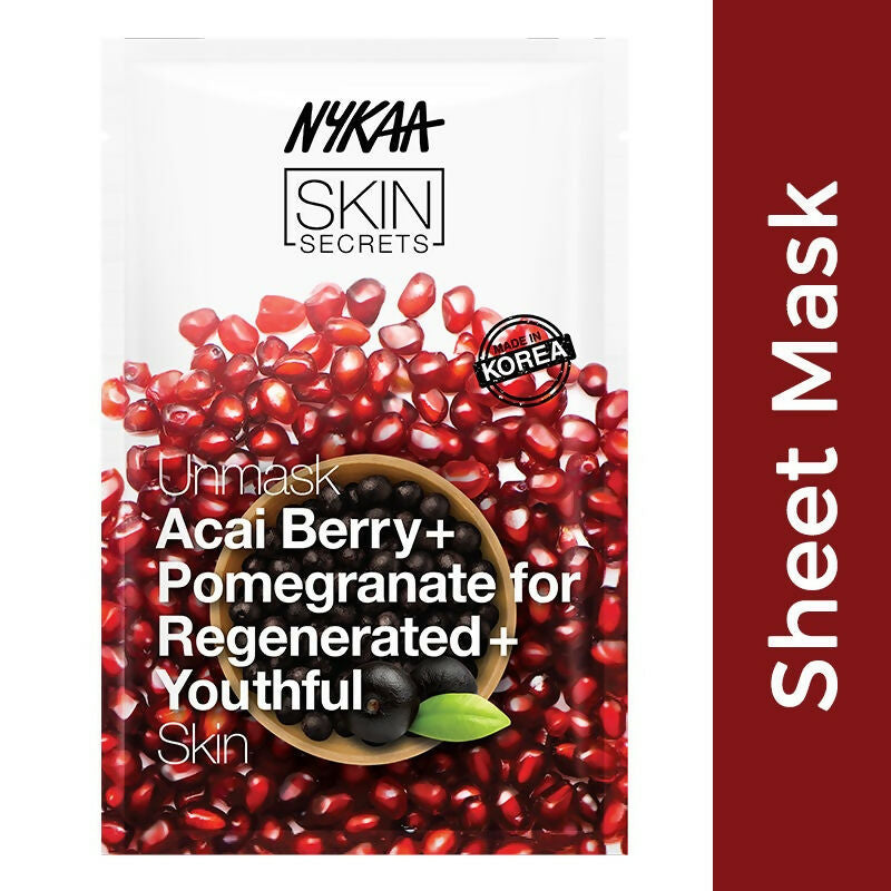 Buy Nykaa Skin Secrets Exotic Indulgence Acai Berry + Pomegranate Sheet Mask For Youthful Skin from DrMediCart, Ship from India to USA