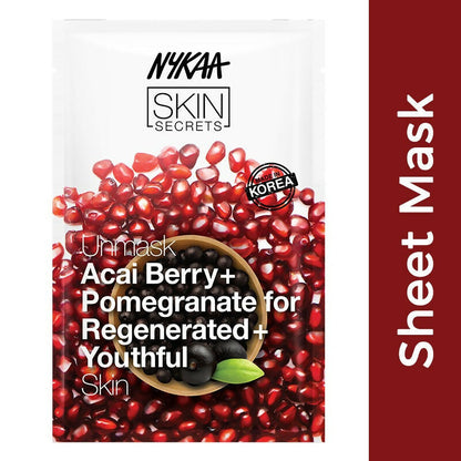 Buy Nykaa Skin Secrets Exotic Indulgence Acai Berry + Pomegranate Sheet Mask For Youthful Skin from DrMediCart, Ship from India to USA