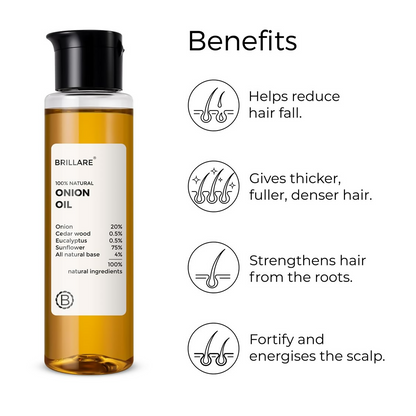 Brillare Onion Hair Oil with the Goodness Of Cedar Wood & Sunflower Oil