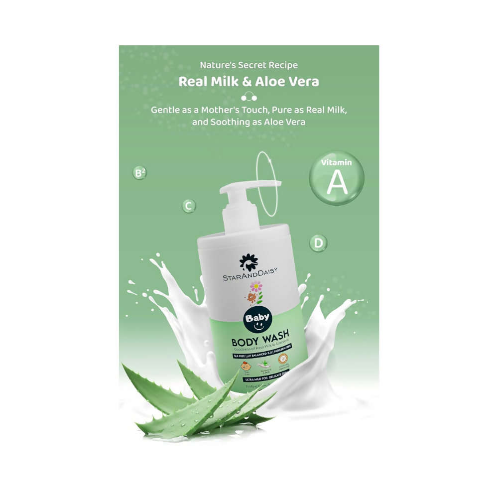 StarAndDaisy Baby Body Wash with Tear free, Paraben Free, Real Milk & Calendula Flower
