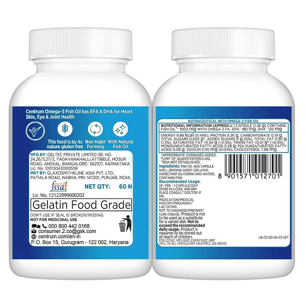 Centrum Omega-3 Fish Oil Capsules for 13 + Years